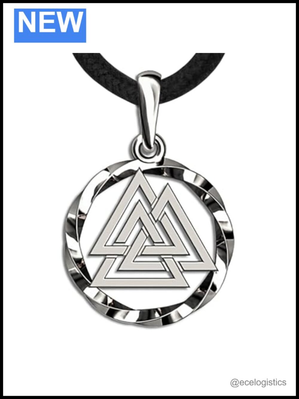 925 Sterling Silver Valknut Viking Pendant Necklace 20 Inch